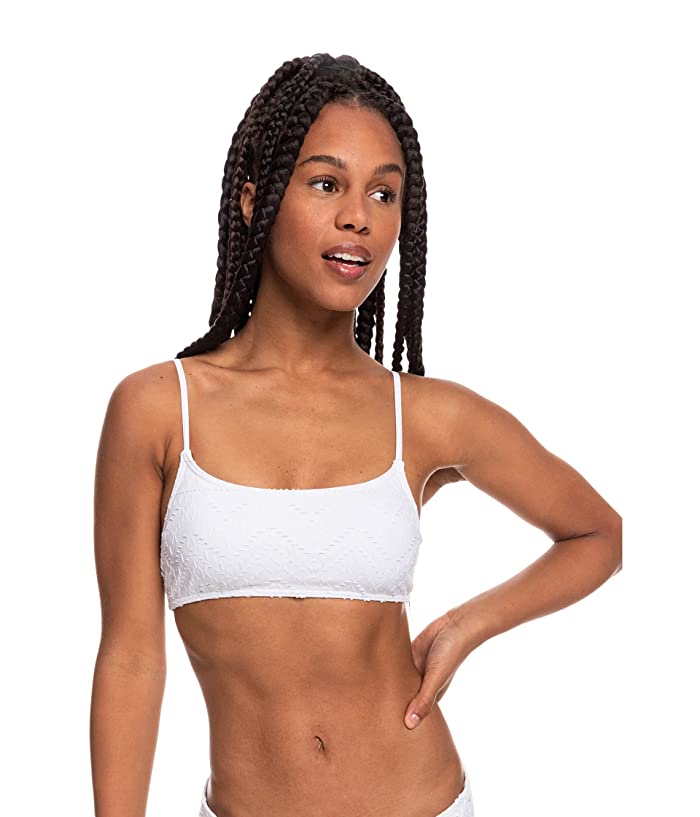 Roxy BRIGHT WHITE Juniors  Quiet Beauty Crochet Bikini Swim Top  US Large - Bellso